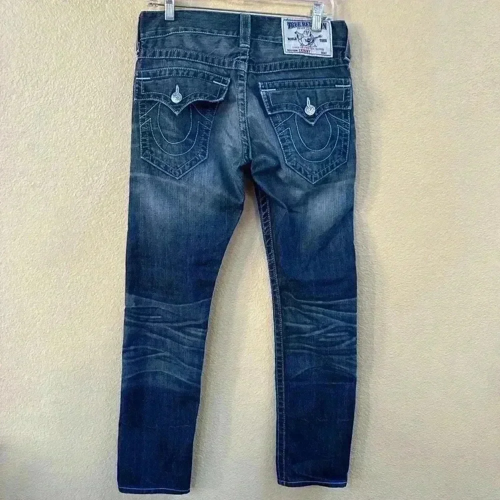 True Religion “Skinny” With Flap Jeans With Distressing And Patches Size 28 EUC!